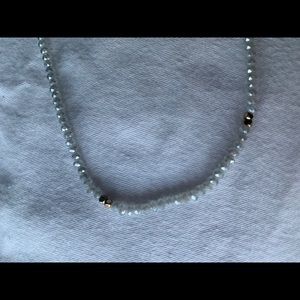 Opal gem necklace with gold accents